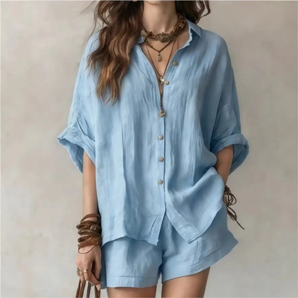 Women's breathable 2-piece casual lounge set for summer comfort and relaxed wear.