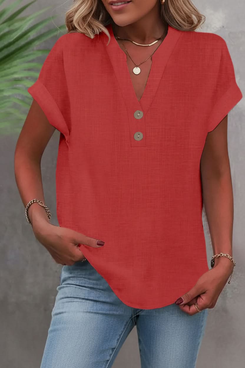 Effortless women's casual shirt, breathable fabric, stylish button details for a relaxed summer look.