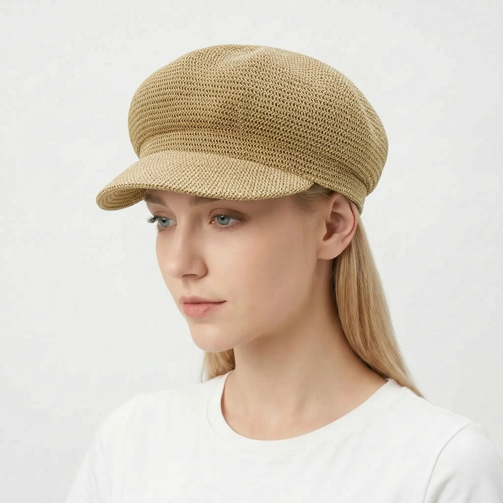 Versatile women's breathable sun hat with open weave. Ideal for summer fashion, beach trips, and casual outings.