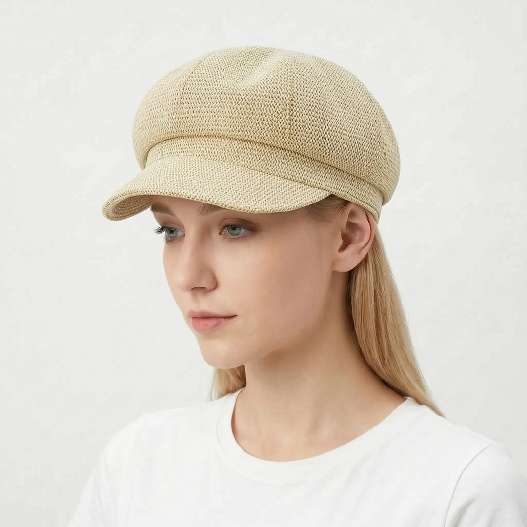 Chic women's open-weave sun hat, a breathable summer fashion accessory. Perfect lightweight beach & travel headwear.