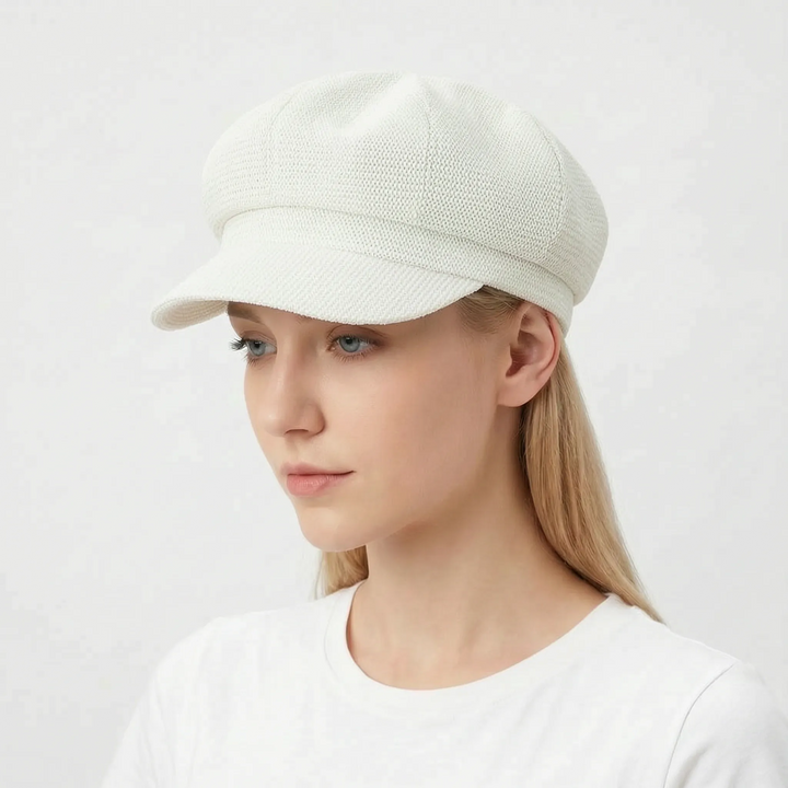 Lightweight women's breathable open-weave sun hat, easy to pack for travel & beach vacations. Summer essential.