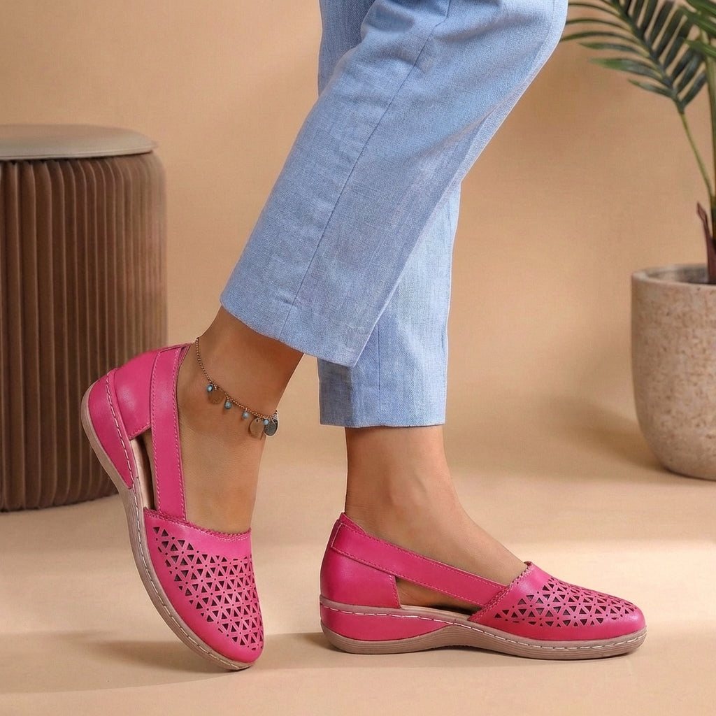 Women's breathable comfort loafers, perfect slip-on flats for spring & summer daily wear. Perforated style.