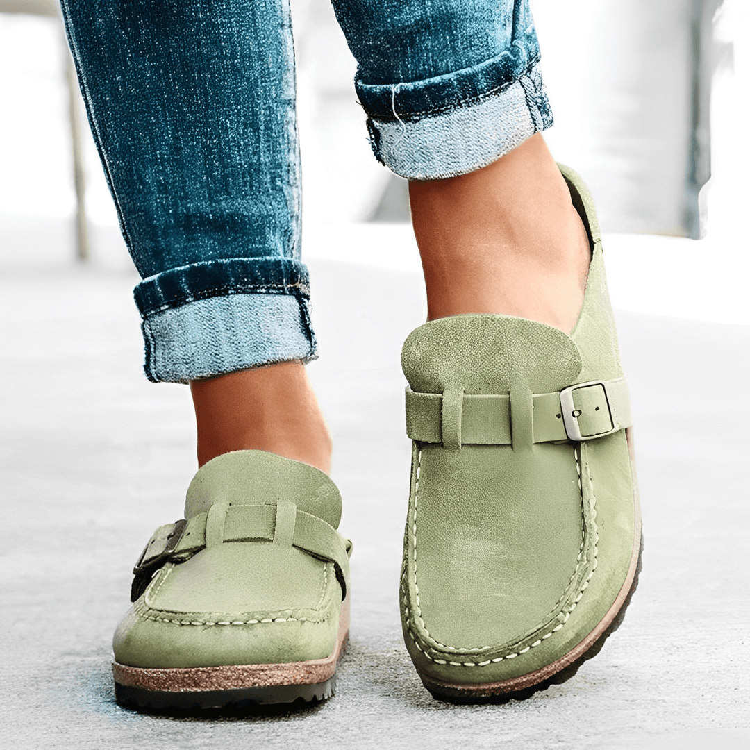 Brynn women's comfort mules with advanced orthopedic arch support, perfect for all-day casual wear.