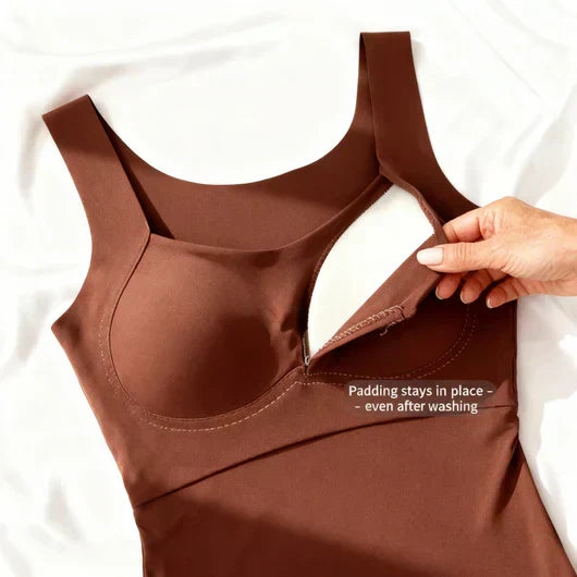 Casual women's summer tank top with built-in wire-free bra for ultimate comfort and support.
