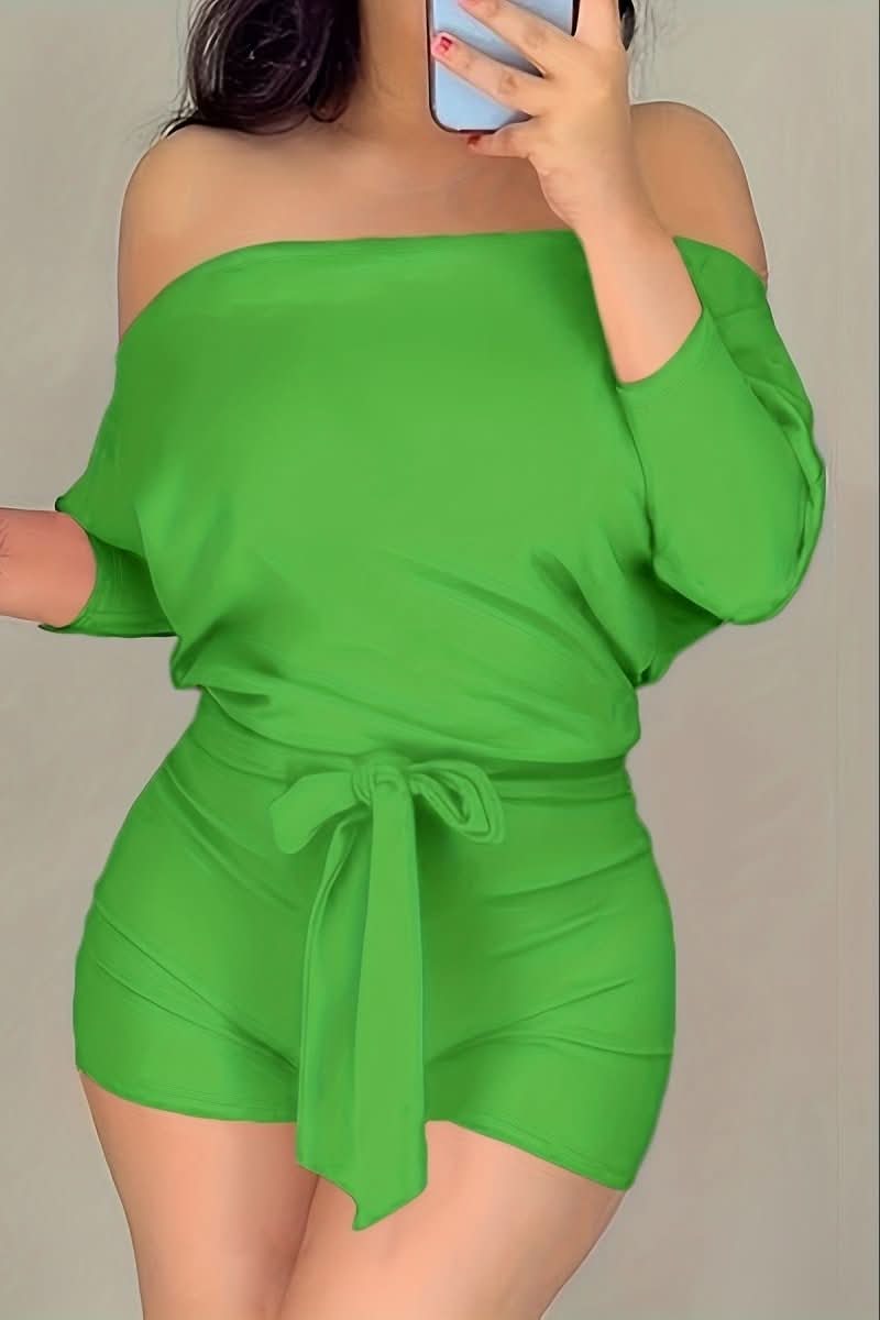 Elegant women's batwing sleeve romper shorts. Perfect for a comfortable & stylish summer resort look.