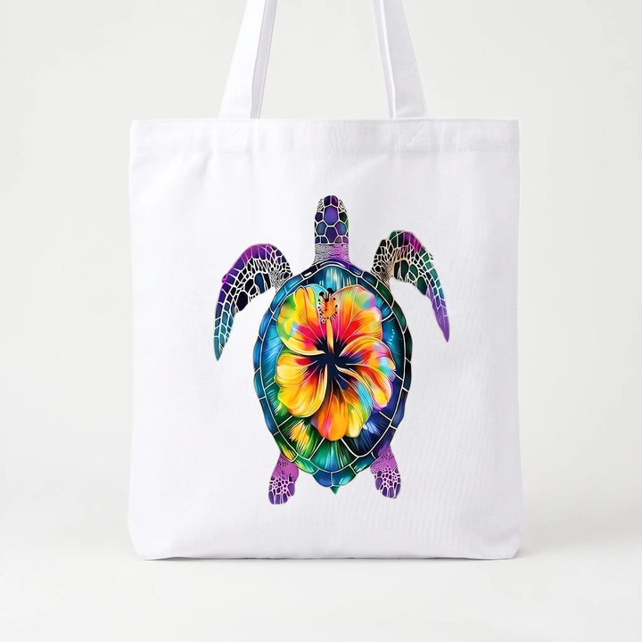 Vibrant hibiscus printed everyday tote bag for women, a spacious and reusable shoulder bag for summer.