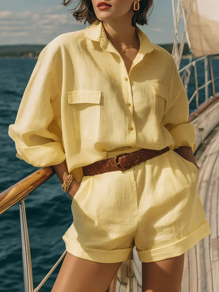 Comfortable women's long sleeve matching set, a two-piece casual outfit ideal for loungewear and resort.