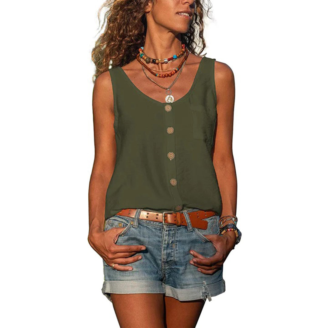 Comfortable loose fit women's basic sleeveless top, ideal for relaxed casual wear.