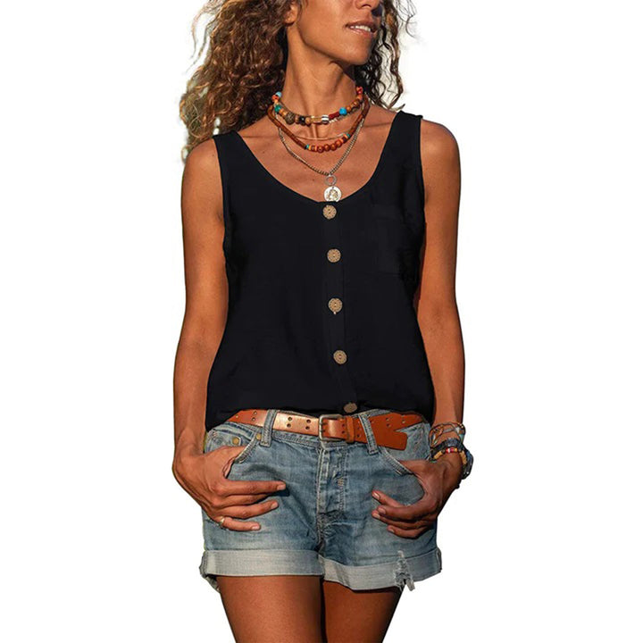 Everyday women's loose fit sleeveless basic top, offering comfort and versatile style.