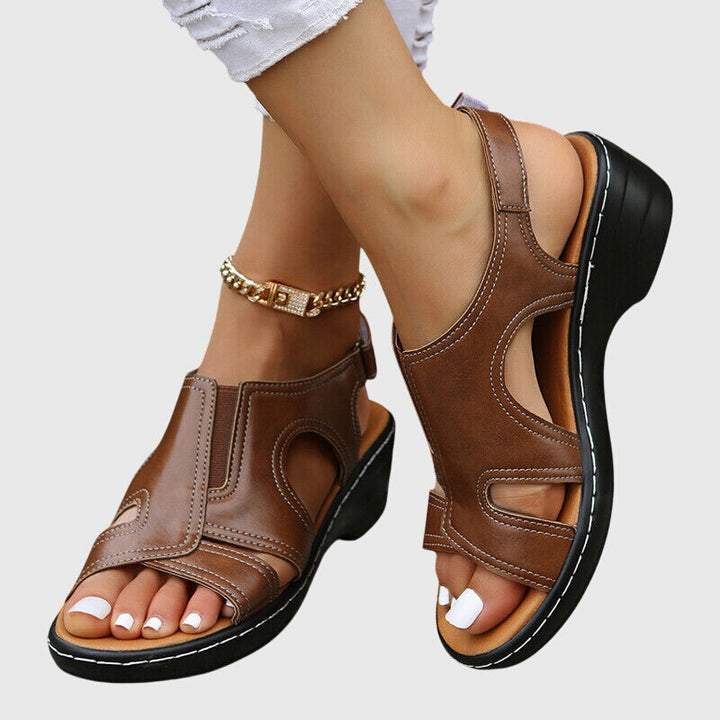 White women's peep toe wedge sandals, casual slingback style for ultimate summer comfort & versatility.