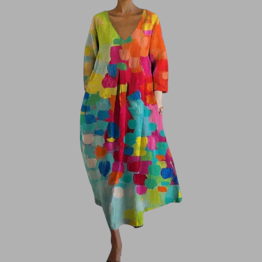 Women's casual printed summer dress for everyday comfort. Features a colorful design and loose fit for versatile wear.