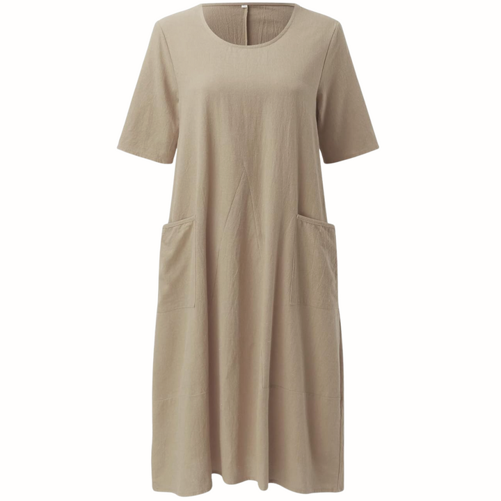 Comfortable women's casual dress with a relaxed fit, ideal for versatile everyday spring & summer styling.
