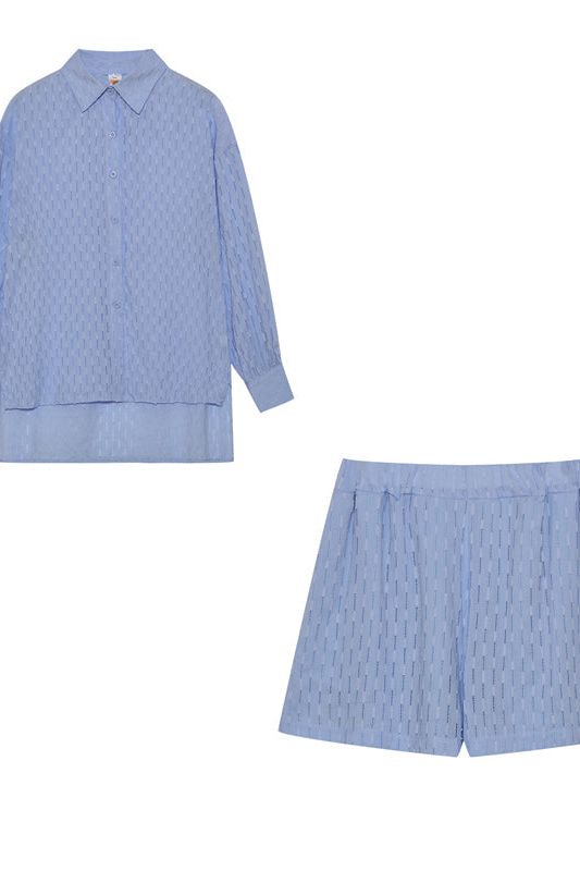 Everyday women's casual shirt & short set. Ideal for lounging or summer errands.
