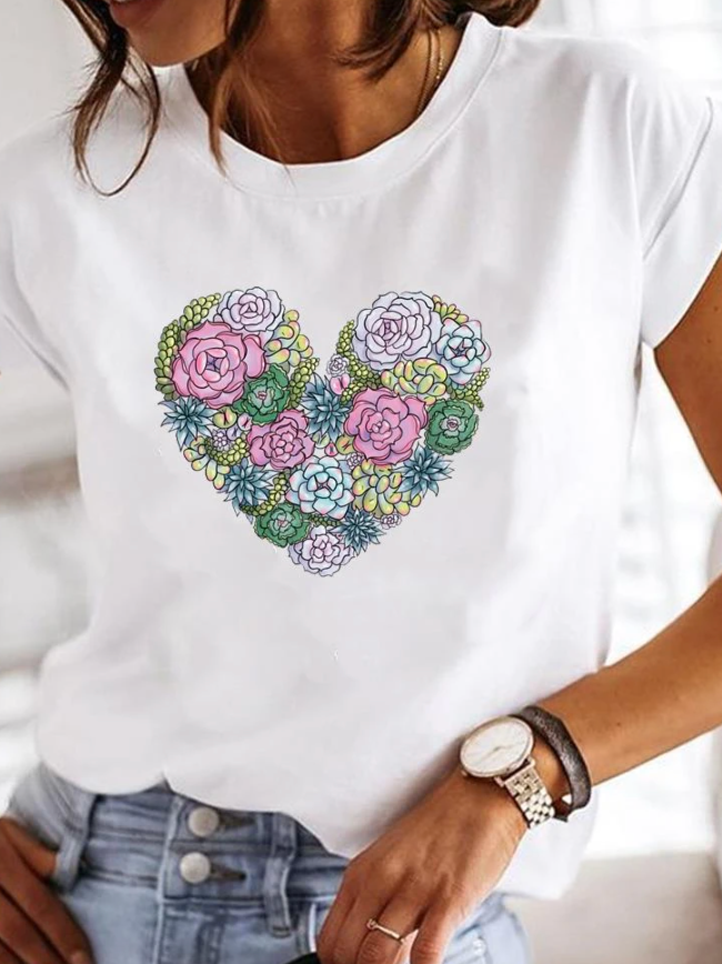 Stylish women's relaxed fit short sleeve top, a casual summer tee designed for comfort and ease.