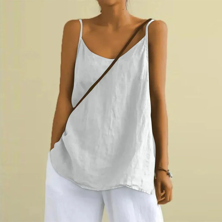 Comfortable loose fit women's summer tank top, ideal for vacation, beachwear, or casual everyday style.