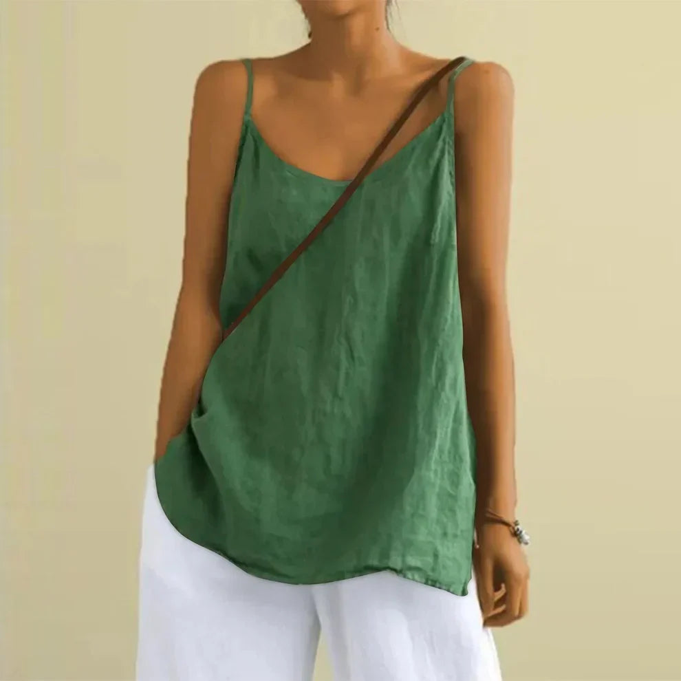 Lightweight women's sleeveless top, a perfect vacation outfit or comfortable beachwear cami for summer.