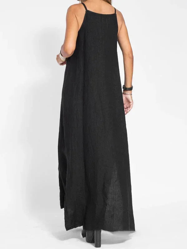 Comfortable women's sleeveless casual maxi dress, great for everyday wear or travel.