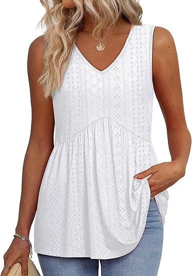 Lightweight women's relaxed fit sleeveless top, perfect for spring & summer casual wear.