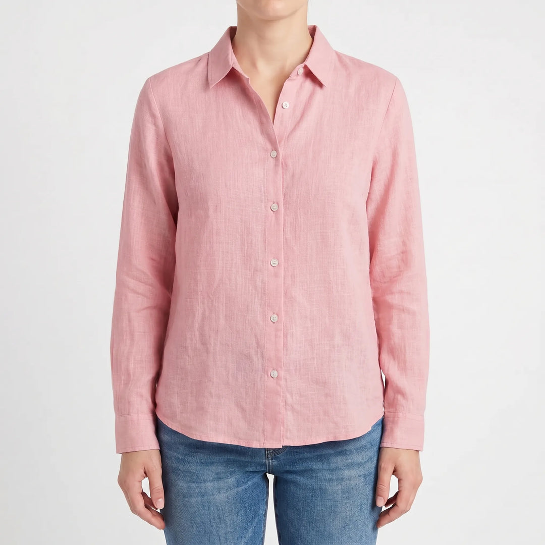 Spring/summer women's casual shirt, long roll-up sleeves, a comfortable & stylish everyday top.