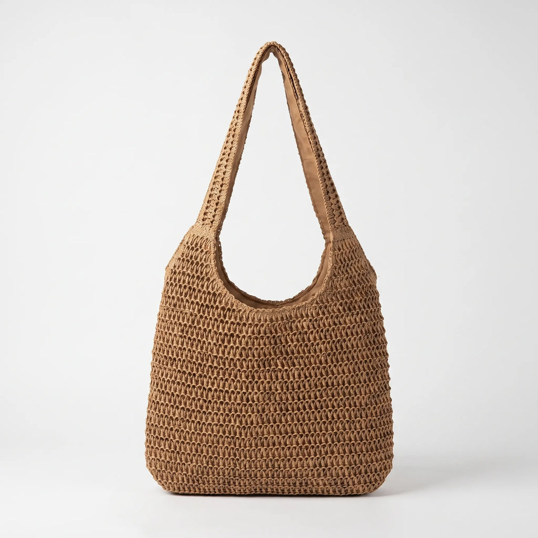 Fashionable women's woven shoulder tote. A must-have casual accessory for effortless summer style & elegance.