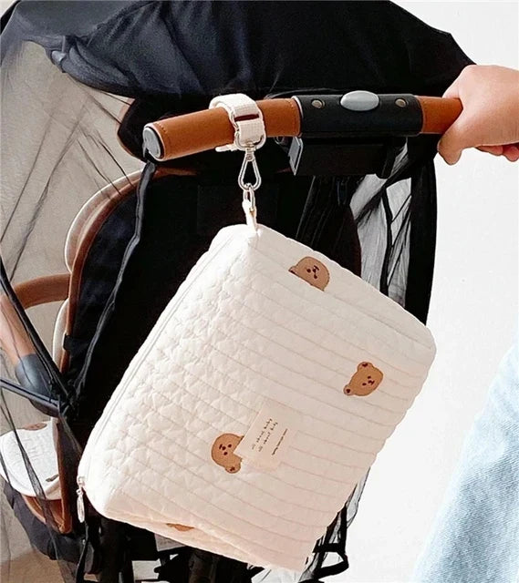 Women's chic hobo diaper bag with embroidery, cotton, perfect for baby travel & essential newborn care.