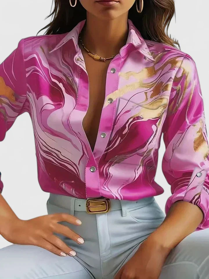 Casual elegant women's long sleeve blouse, a chic everyday top. Versatile seasonal fashion for office and daily wear.
