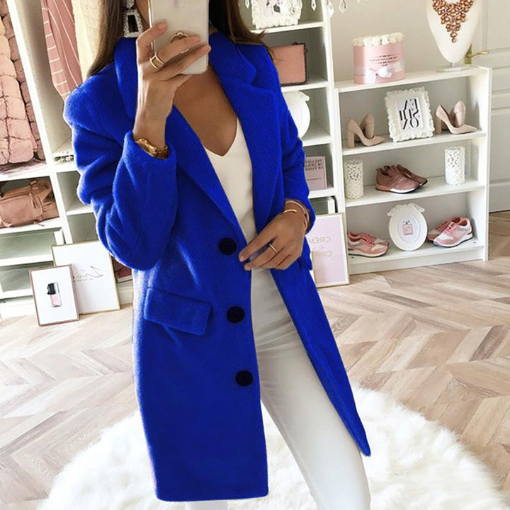 Stylish women's long coat, a chic blazer ideal for versatile fall winter fashion outerwear.