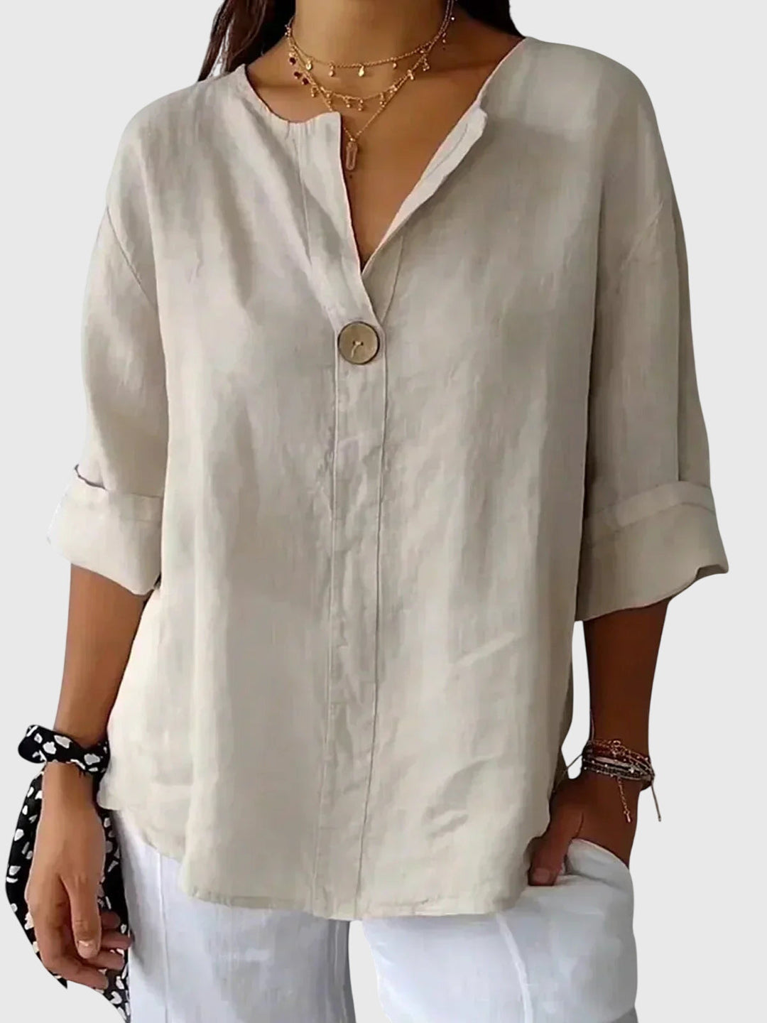 Women's chic long sleeve blouse, perfect for office wear & everyday fashion. Effortless style & comfort.