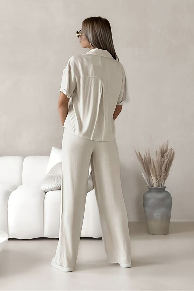 Elegant coordinated women's two-piece set, chic minimalist style.