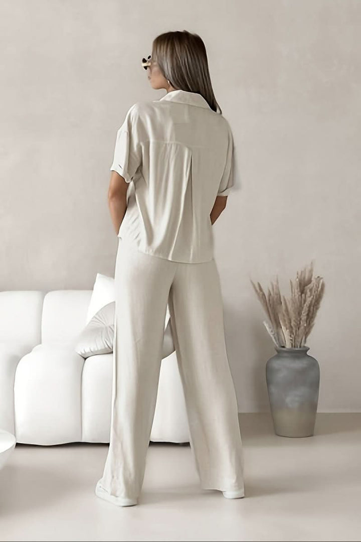 Elegant coordinated women's two-piece set, chic minimalist style.