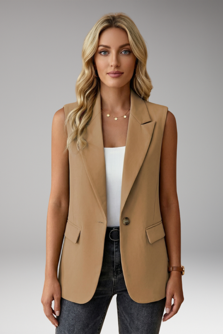 Women's professional vest blazer with notch collar, offering a chic and polished look.