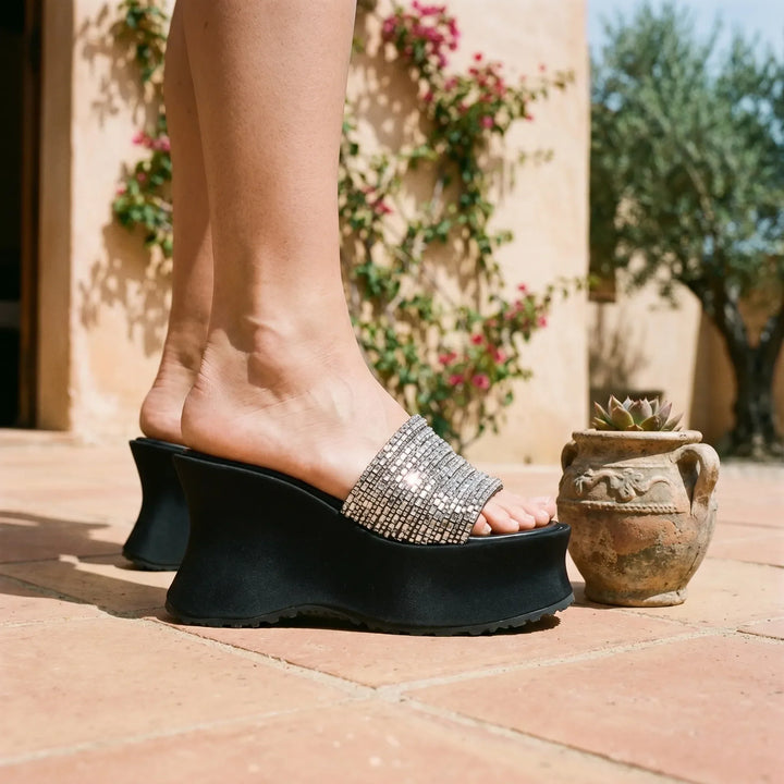Women's chunky platform sandals with high heels. Perfect for elevated style & summer fashion.