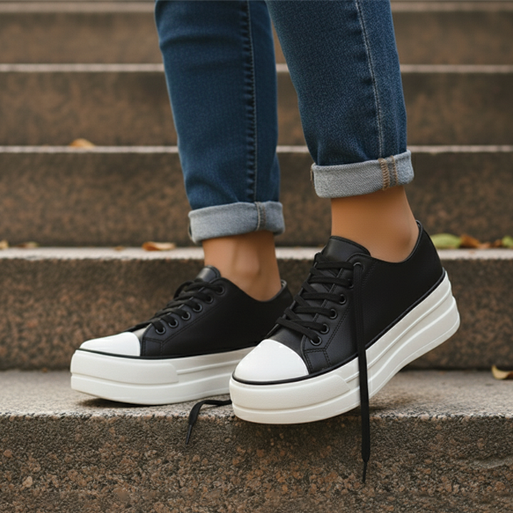 Fashionable chunky platform sneakers for women, providing an elevated look and casual footwear comfort.