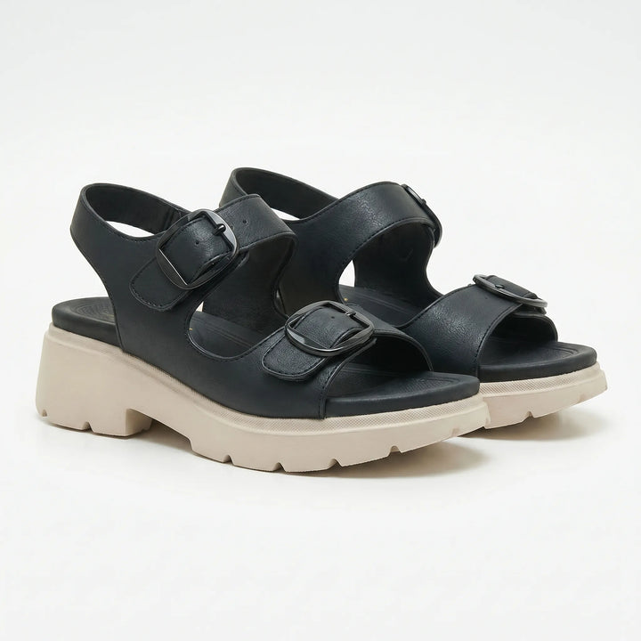 Women's chunky platform wedge sandals. Versatile open-toe design, perfect for chic summer casual outfits.