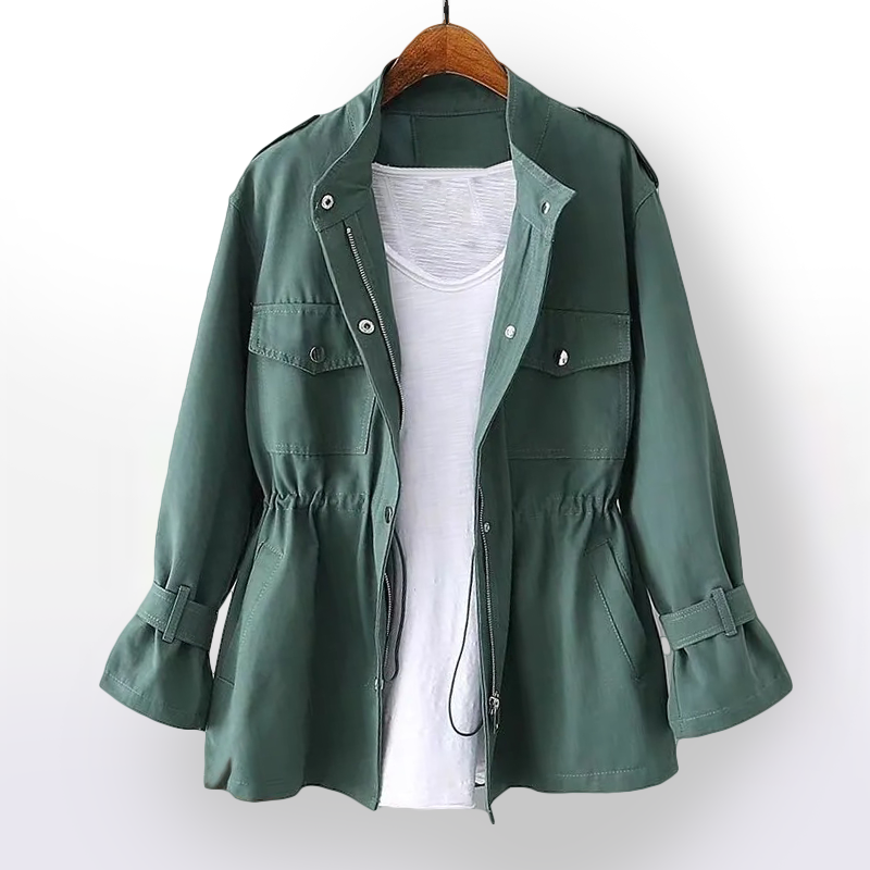 Versatile women's long trench coat with belt & notch collar. Stylish outerwear for spring, fall, & events.