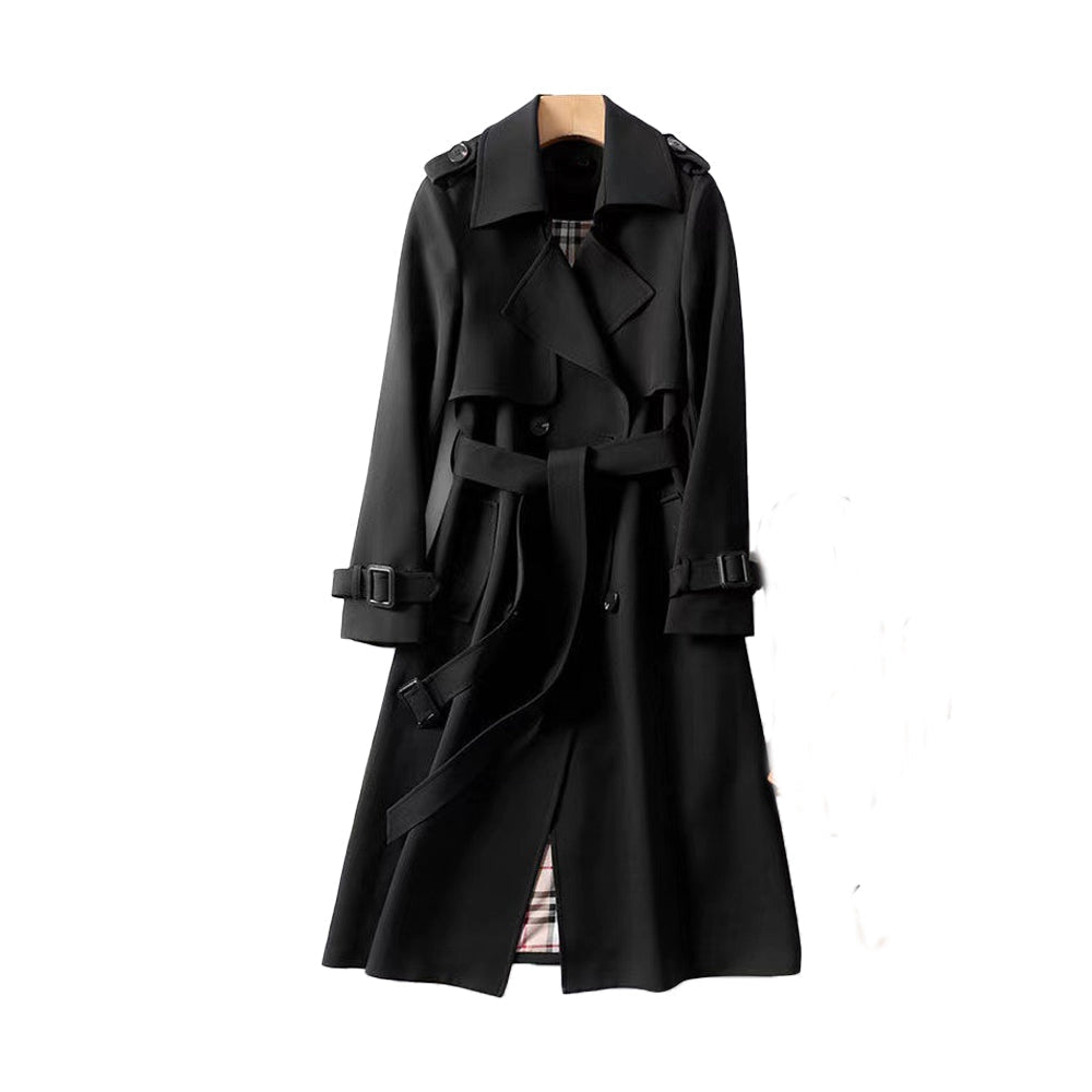 Timeless women's double-breasted trench coat, a classic style versatile for any sophisticated look.