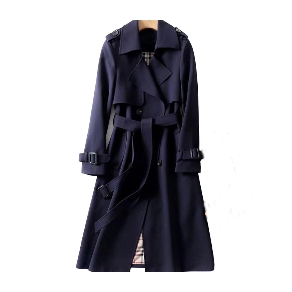Women's classic double-breasted belted trench coat, stylish and elegant outerwear for all seasons.