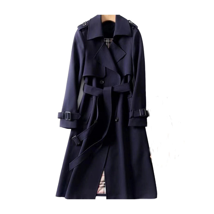 Women's classic double-breasted belted trench coat, stylish and elegant outerwear for all seasons.