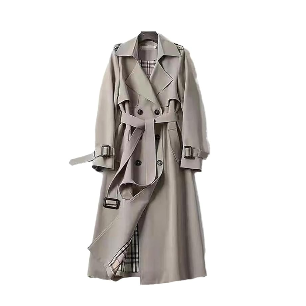 Elegant women's double-breasted trench coat, a versatile spring & fall jacket for sophisticated style.