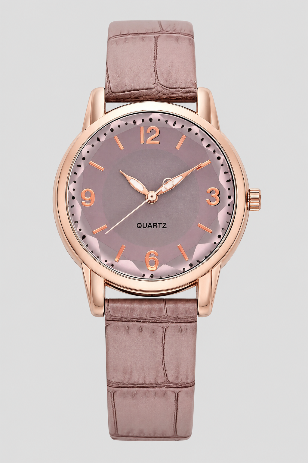 Women's classic elegant minimalist watch with an embossed strap, perfect for a sophisticated look.
