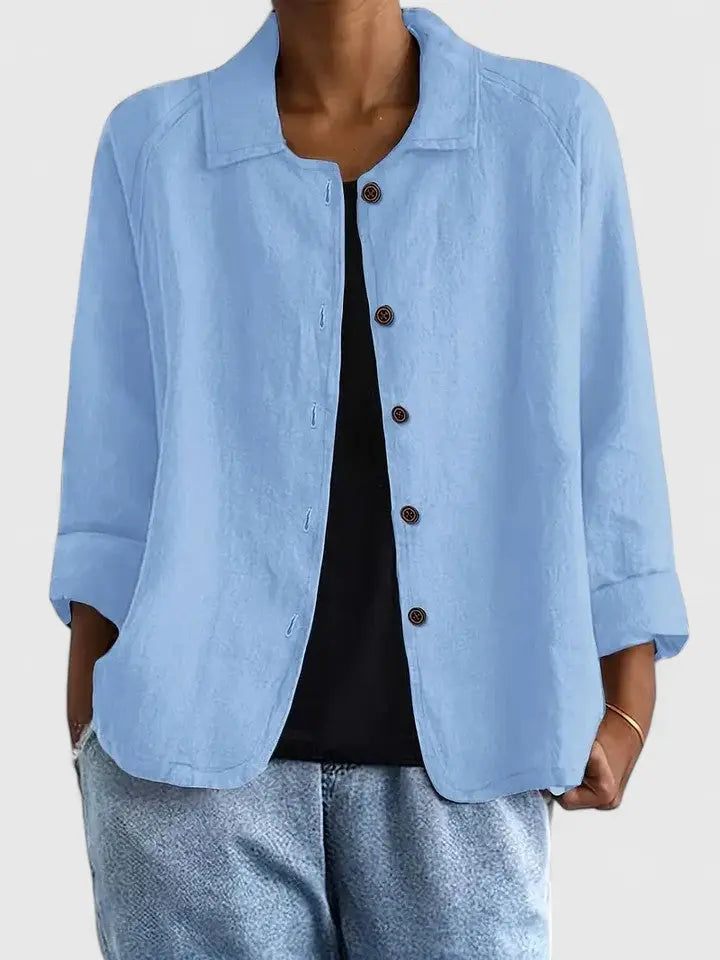 Relaxed fit women's basic top, perfect for casual spring and summer wear, a wardrobe essential.