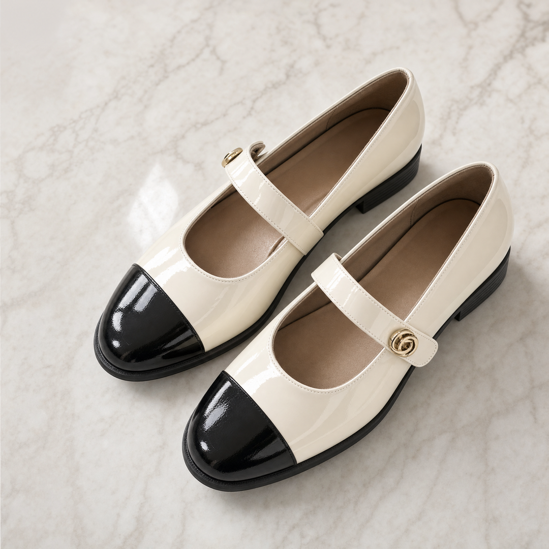 Comfortable women's Mary Jane flats, featuring a wide toe box and essential arch support.