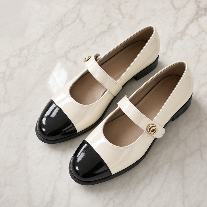 Comfortable women's Mary Jane flats, featuring a wide toe box and essential arch support.