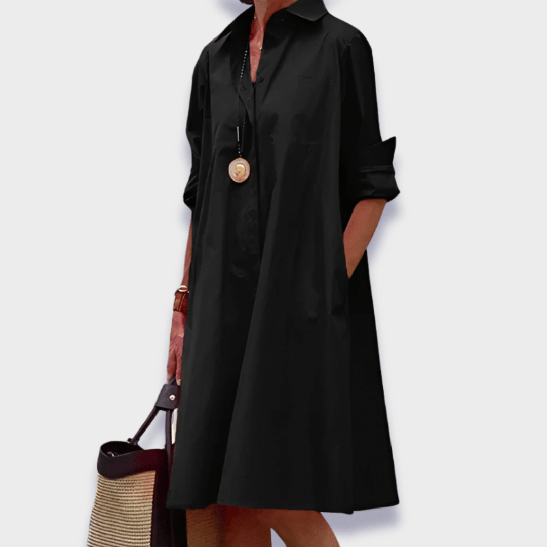 Comfortable women's short sleeve midi polo dress, a versatile piece for casual summer outings and everyday style.