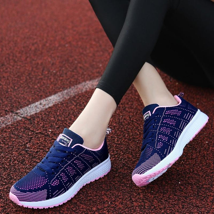 Comfortable women's walking shoes, beige, featuring arch support for long walks.