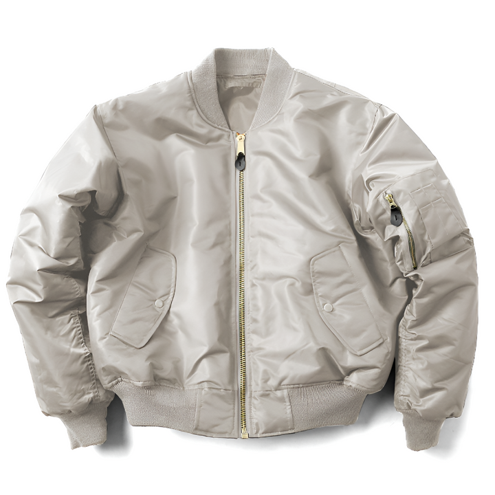 Back view of a women's classic rib-knit bomber jacket, perfect casual & year-round outerwear.