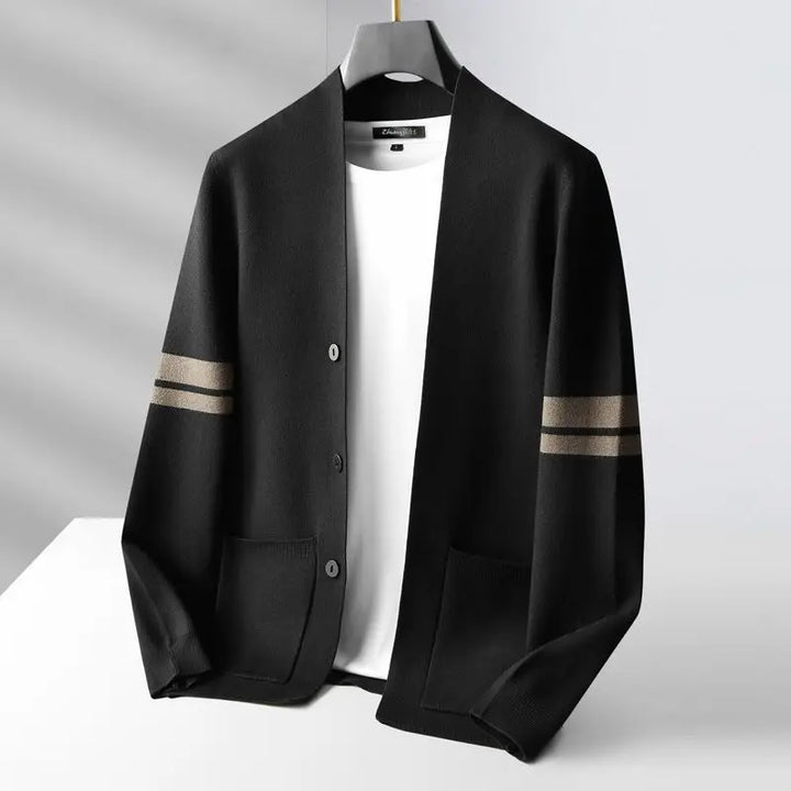 Comfortable open-front women's striped cardigan in a classic pattern, ideal for casual everyday layering.