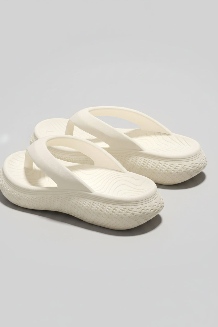 Durable women's water-friendly flip flops, cushioned for everyday comfort during hot summer months.