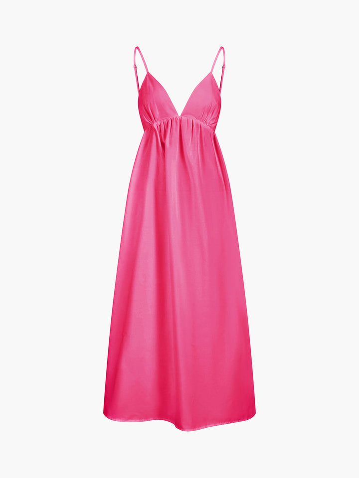 Women's open back flowy maxi dress, Coastal Cowgirl fashion. Versatile for casual, beach, or vacation.