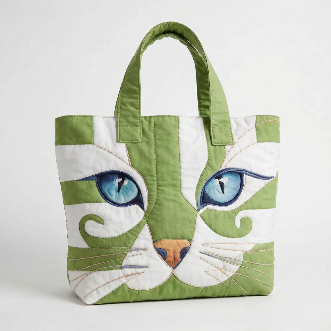 Woman carrying a chic printed fashion tote bag, great for daily essentials and accessories.